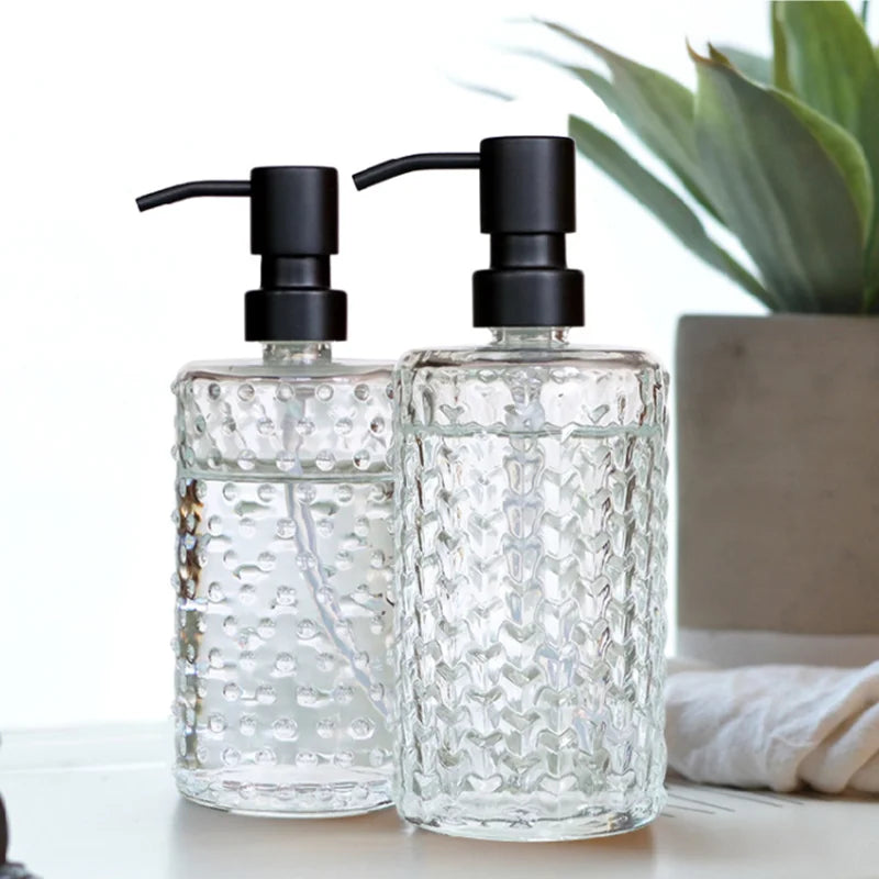 Axya Glass Lotion Pump Bottle Clear Stainless Steel Soap Dispenser