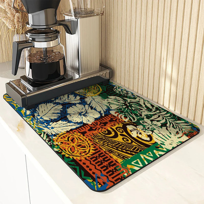 Axyaa Paisley Absorbent Drying Mat for Kitchen Table Cup Dry Coffee Mat