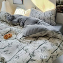 Axyaa Fresh Blue Floral Duvet Cover Set - Wrinkled Yann Bedding in Washing Cotton