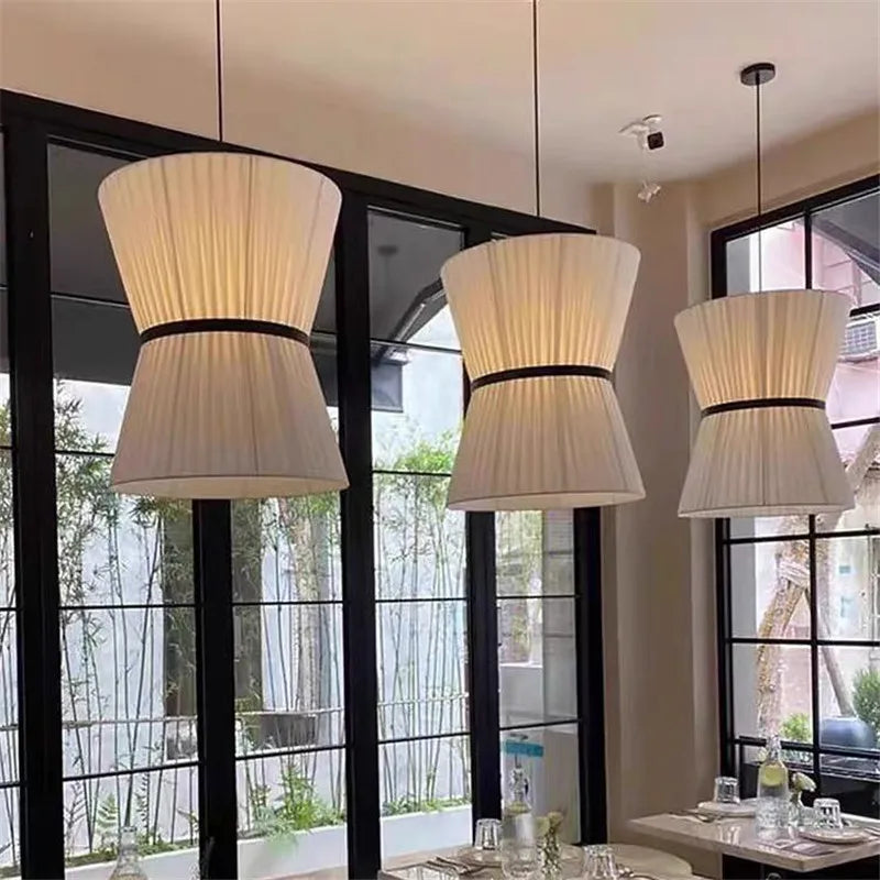 Axyaa White Pleated Pendant Lamp for Dining Room, Cafe, and Bar