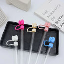 Axyaa Silicone Bow Straw Covers for Stanley Thermos Cup: Cute, 10mm Dust Proof Cap