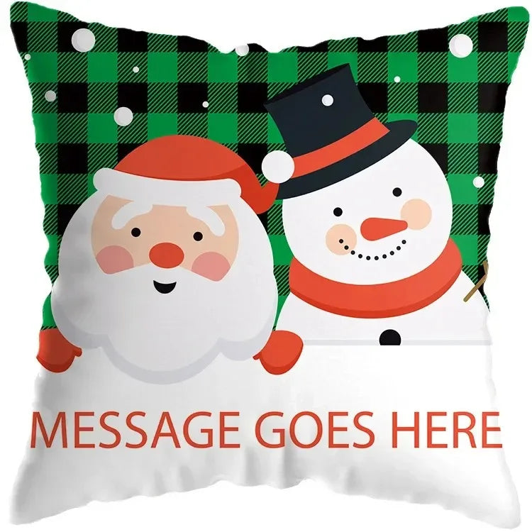 Cute Santa Claus Snowman Print Pillowcase for Axyaa Christmas Party Decor