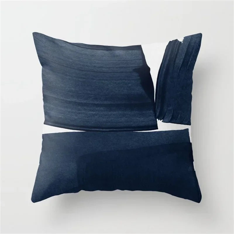 Geometric Blue Ink Flower Pillowcase for Stylish Home Decor by Axyaa