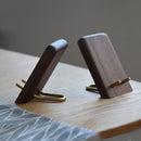 Axyaa Walnut Brass Phone Stand & Tablet Desk Holder - Secure Viewing & Recording Stand