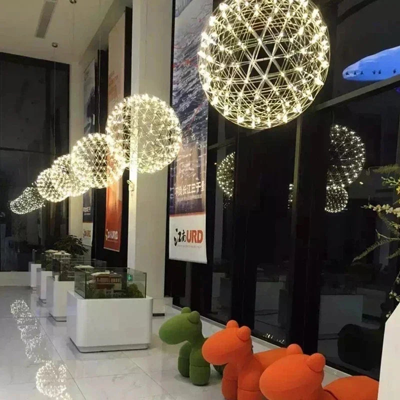 Axyaa Spark Ball LED Chandelier: Modern Loft Pendant Lamp for Home Decor Lighting