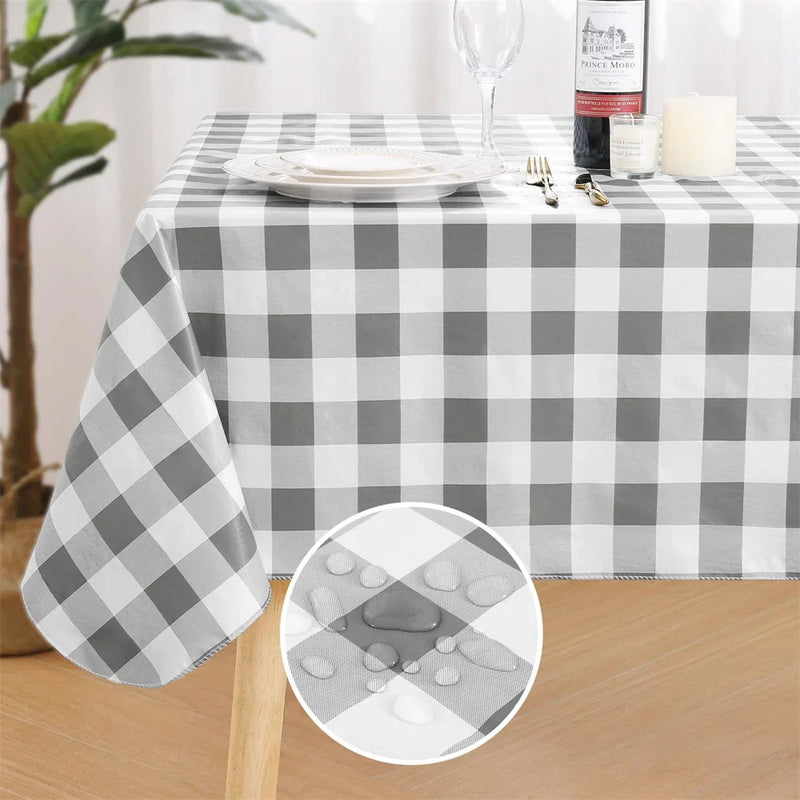 Axyaa Waterproof Buffalo Plaid Tablecloth for Dining Kitchen Outdoors