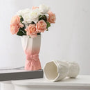 Axyaa Donut Shape Ceramic Flower Vase for Wedding Valentine's Day Home Decor