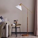 Axyaa Modern Nordic Vintage Floor Lamp American Style Metal Walnut Wood Gold Standing Lamp