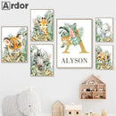 Safari Animal Custom Name Wall Art Prints by Axyaa for Kids Room Decor