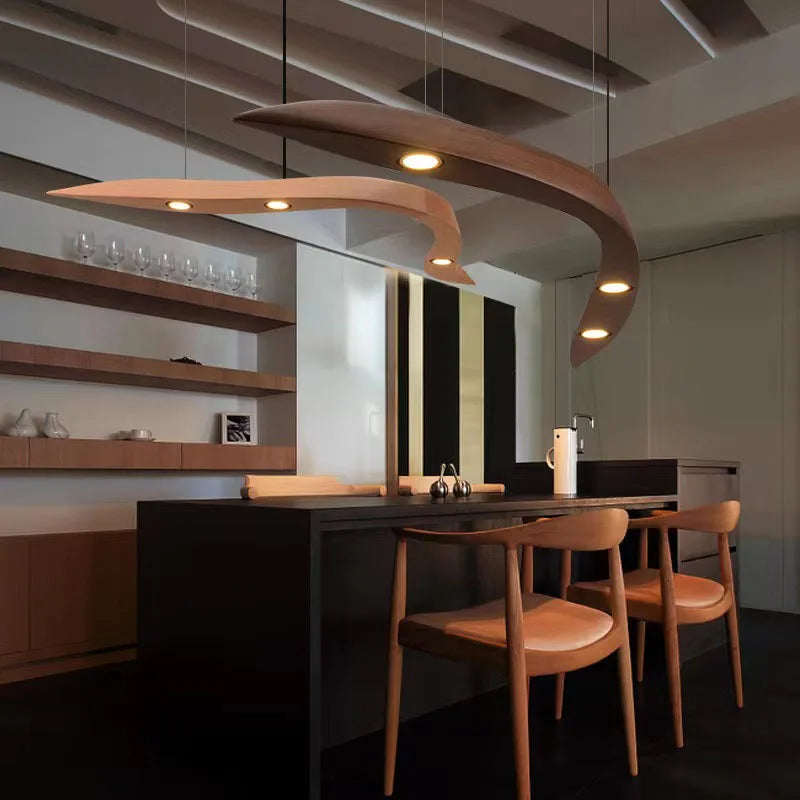 Axya Modern Wooden Pendant Lights LED Ceiling Lamps Fixture for Home and Commercial Lighting.