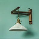 Axyaa Nordic Ceramic LED Wall Light - Stretchable Wood Bedside Lamp