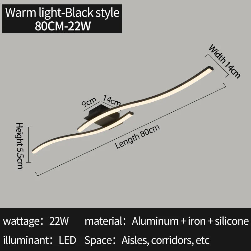 Axyaa Black Aluminum LED Ceiling Light for Modern Minimalist Home Interiors.