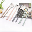 Axyaa Stainless Steel Cutlery Set: 2Pcs Spoons & Chopsticks Flatware Set