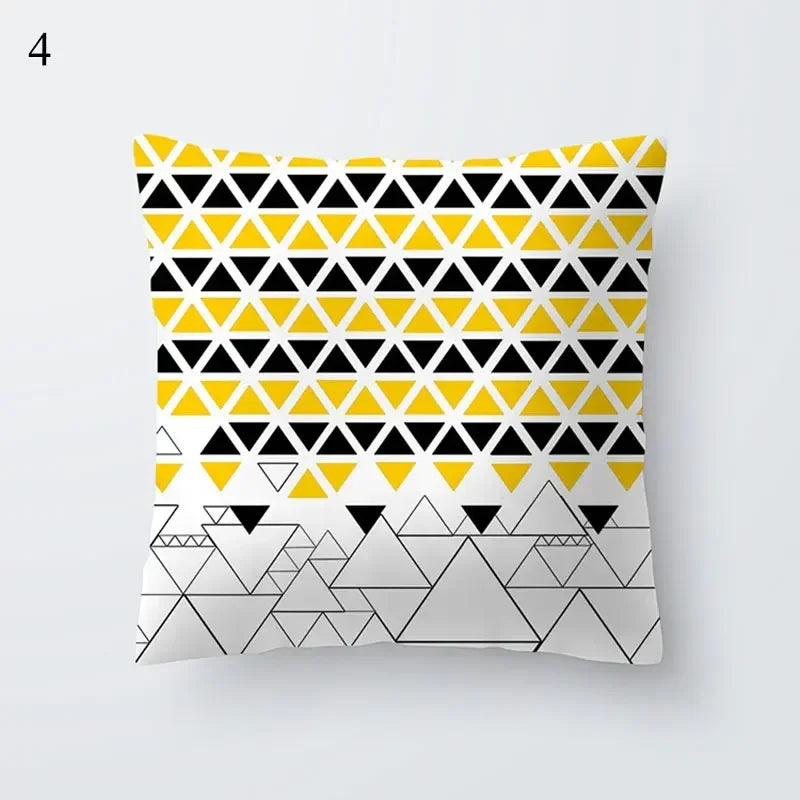 Axyaa Yellow Geometric Print Cushion Pillowcase - 45x45cm