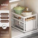 Axyaa Under Sink Organizer Sliding Drawer Storage Basket Shelves - Kitchen Cabinet Rack