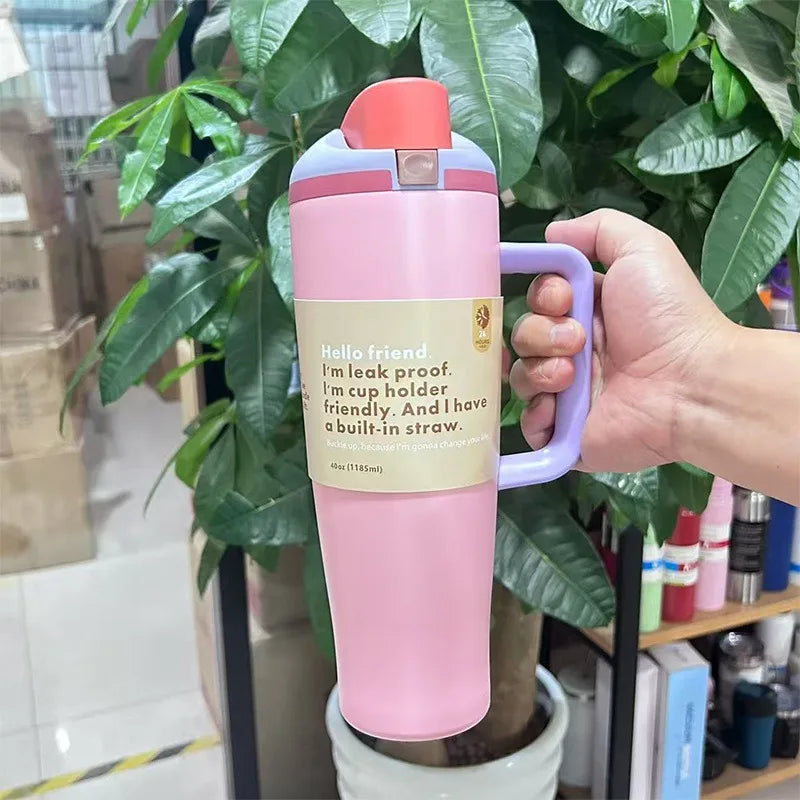 Axyaa 40oz Stainless Steel Vacuum Flask Sport Travel Mug with Handle