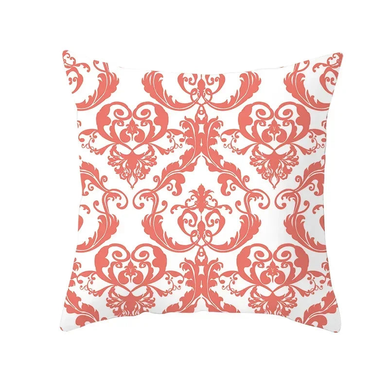 Axyaa Starfish Stripe Print Cushion Cover | Pink Coral Orange Home Decor Pillow Cover