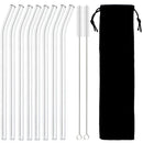 Axyaa Glass Straws Set of 8 - Eco-Friendly Reusable High Borosilicate Glass Drinking Straws