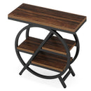 Axyaa 3-Tier Geometric End Table with Storage Shelf, Modern Wood Side Table