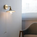Axyaa Ceramic LED Wall Lamp: Japan Style Gold Brass Arm, Up Down Rotate