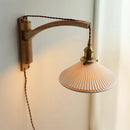 Axyaa Walnut Wood Wall Lamp: Japanese-inspired Vintage Foldable Bedside Accent