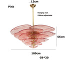Colorized Glass Leaves Chandelier by Axyaa: Stoned Art Glass, Dimming Function