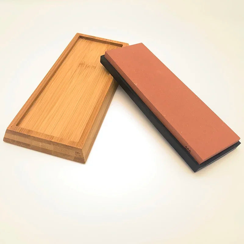 Axya Bamboo Sharpener Whetstone Holder for Kitchen, Non-Slip Base
