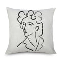 Axyaa Minimalist Matisse Portrait Linen Pillow Case, Sofa Decor, Simple Line Drawing