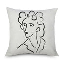 Axyaa Minimalist Matisse Portrait Linen Pillow Case, Sofa Decor, Simple Line Drawing
