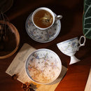 Axyaa Palace Relief Porcelain Coffee Cup & Saucer Set with Gold-Rimmed Milk Mug