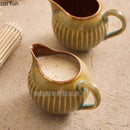 Axyaa Ceramic Gravy Boat & Seasoning Sauce Pot Set for Retro Creative Dining