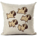 Square Linen Pug French Bulldog Pillow Cover by Axyaa