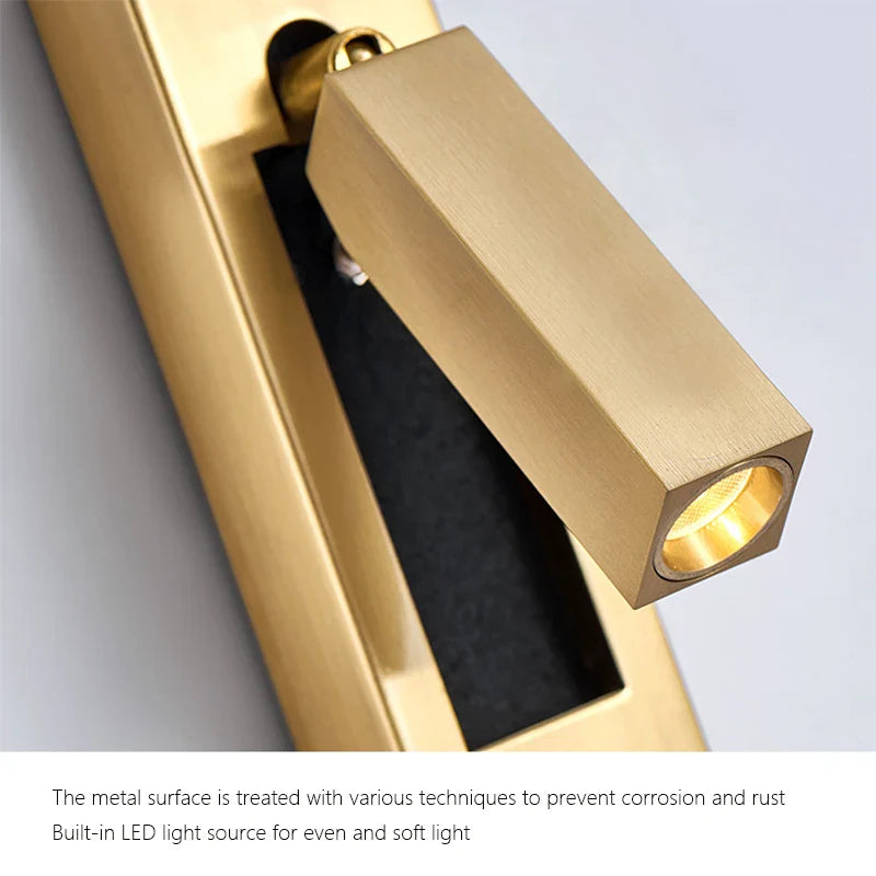 Axyaa Black Brass LED Wall Sconce with USB Port and Switch