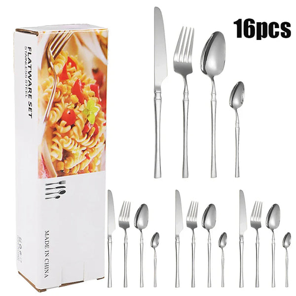 Axyaa 16-Piece Stainless Steel Tableware Set for Restaurants, Hotels, and Homes