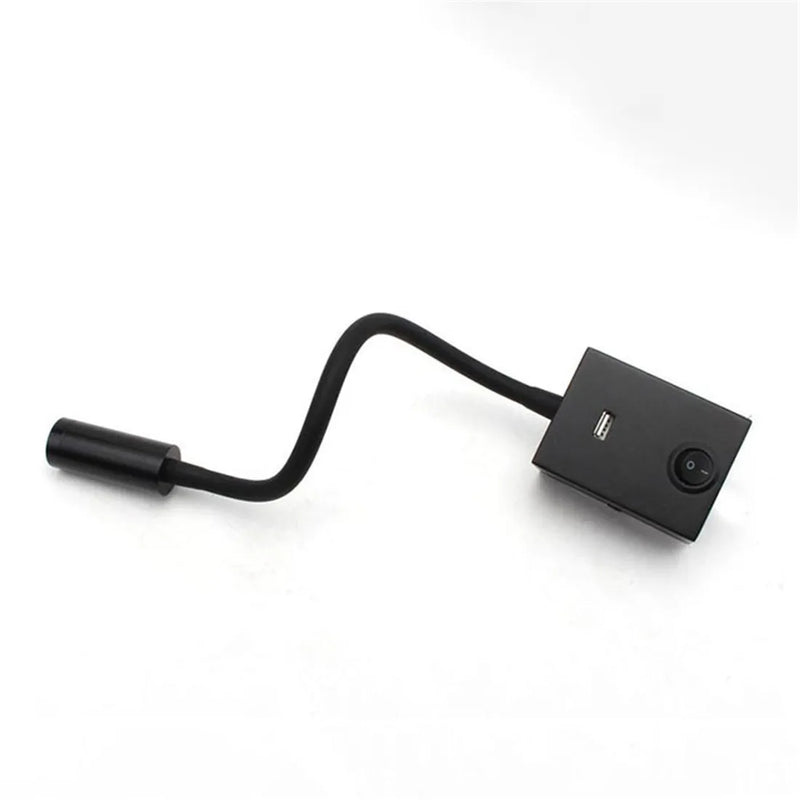 Axyaa Wall Reading Light with Gooseneck, USB Port Output, and Switch