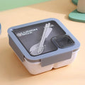 Axyaa 4-Grid Leakproof Bento Lunch Box with Tableware - Portable and Microwave-Safe