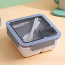 Axyaa 4-Grid Leakproof Bento Lunch Box with Tableware - Portable and Microwave-Safe