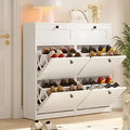 Axyaa Shoe Cabinet with Flip-Top Drawers & Additional Storage