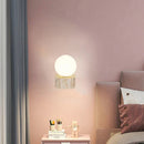 Axyaa Mini LED Wall Light White Glass Sconce with Natural Stone Base