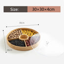 Axyaa Bamboo Partition Dessert Plate - Snack Storage Tray for Dried Fruits & Treats
