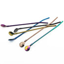 Axyaa Stainless Steel Reusable Colorful Straw Spoon for Cocktails and Coffee