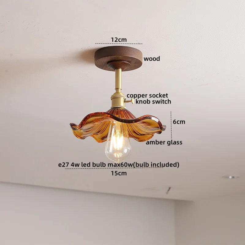 Axyaa Green Glass LED Ceiling Lights for Modern Indoor Lighting