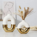 Axyaa Nordic Ceramic Vase | Electroplated Finish | Advanced Design for Creative Flower Arrangement