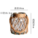 Axyaa Handwoven Hemp Rope Glass Vase - American Decorative Hydroponic Ornament