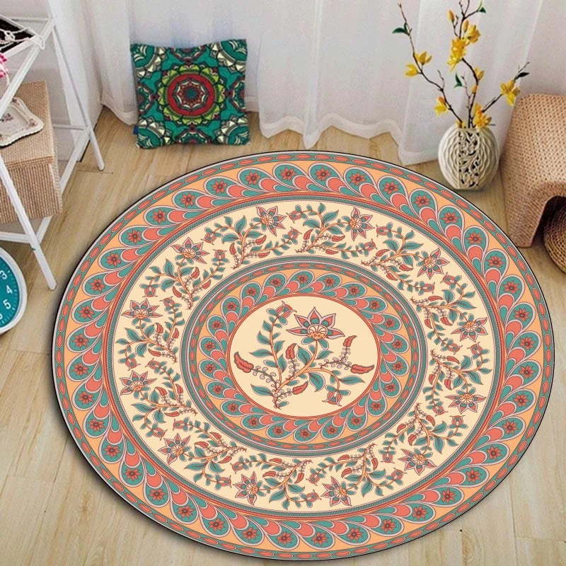 Ethnic Mandala Round Carpet for Living Room Decor by Axyaa