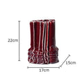 Axyaa Wrinkled Ceramic Vase with Artificial Flowers for Stylish Room Decor