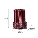 Axyaa Wrinkled Ceramic Vase with Artificial Flowers for Stylish Room Decor