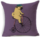 Axyaa French Bulldog Print Linen Throw Pillowcase for Home and Car Decor