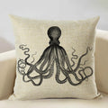 Axyaa Octopus Personality Linen Pillowcase for Marine Life Sofa Decoration