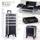 Axyaa 4 in 1 Rolling Makeup Train Case with Key, Wheels, Large Capacity